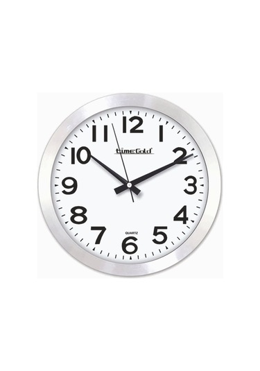 Aluminyum Çerçeve Ofis Otel Işyeri Sade Duvar Saati Beyaz - Metal