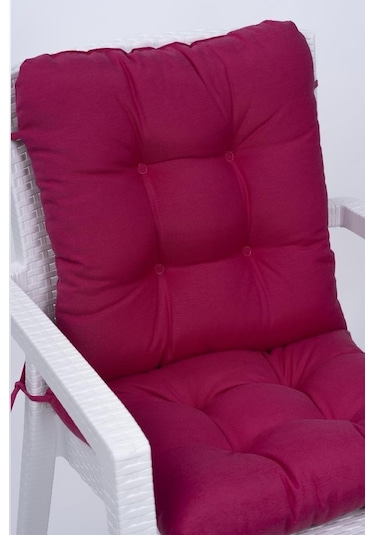 Altınpamuk Neva Pofidik Arkalıklı Özel Dikişli Bağcıklı Sandalye Minderi 44x94 CM Fuşya