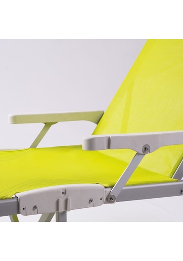 Foldzen Alüminyum Katlanabilir Şezlong Kampet Çantalı Yeni Versiyon Yeşil Sarı