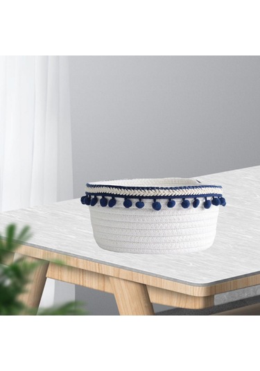 Suntek Güzel Yumuşak Depolama Sepeti Dokuma Pamuk İpliği Yün Lacivert Peluş Top Lacivert