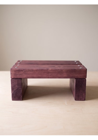 Nest Woodtr Doğal Ahşap Tek Katlı Basamak Tabure Yükseltici 30x25x15cm 1adet Koyu Maun