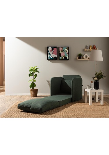 Pafu Saga Tekli Katlanır Yataklı Koltuk Keten Haki