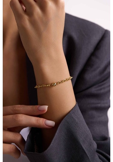 Sembolgold Barlı Altın Bileklik Toplu Form 19 Cm T13851 Renkli Çok Renkli