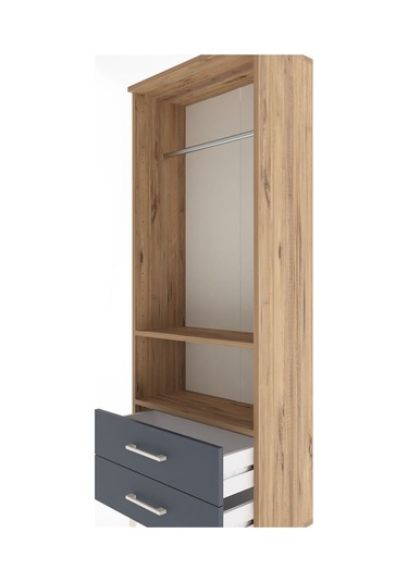 Arges Dolap 2 Raflı 2 Çekmeceli Tek Askılı 60x30x163 Çam-antrasit Atlas Çam