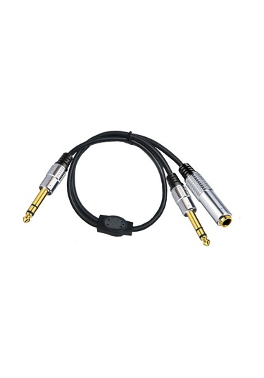 Tenfowee Alüminyum Kasa Ve Altın Kaplama 6.35mm Stereo Ses Ayırıcı Kablosu - 1 Adet Dişi 2 Adet Erkek Uçlu, 0.5m Uzunlukta, Mikser Ve Hoparlör İçin Uyumlu