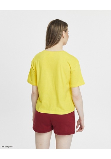 Bella Dossi Pamuklu Kısa Kollu Baskılı Kadın Şortlu Yazlık Pijama Takımı Sarı