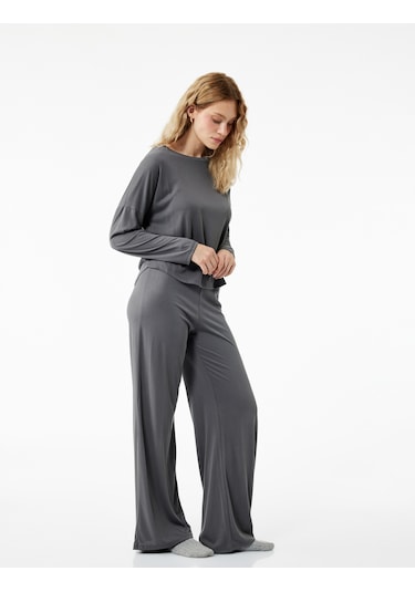 Koton Rahat Kesim Beli Lastikli Modal Pijama Altı Antrasit 6wlk40197mk 939