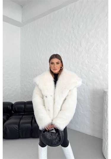Kadın Yüksek Kalite İthal Kürk Mont Dpnbg037 Ekru