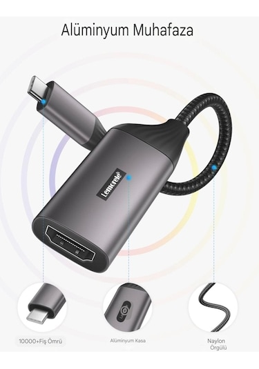 Lemorele 4k Hdmi To Type-c Dönüştürücü Adaptör Hdmi Dönüştürücü