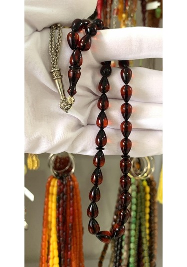 Damla Model Kırmızı Ateş Kehribar Tesbih