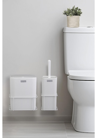 Okyanus Home Beyaz Eko Magic Askılı Kare Mina 2'li Wc Kova Ve Fırça Seti Beyaz