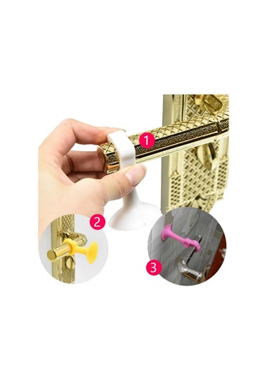 Vantuzlu Geçmeli Kapı Kolu Stoper 4lü Set Beyaz