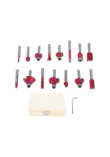 12 Parça Freze Uç Takımı Ahşap Oyma Ağaç Delme Özel Ahşap Çantalı Set 6 Mm