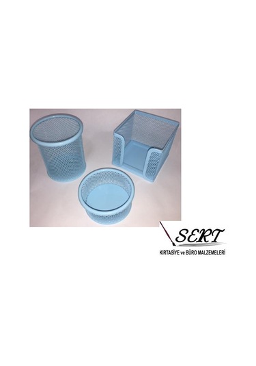 Metal 3lü Kalemlik Set Açık Mavi Renk