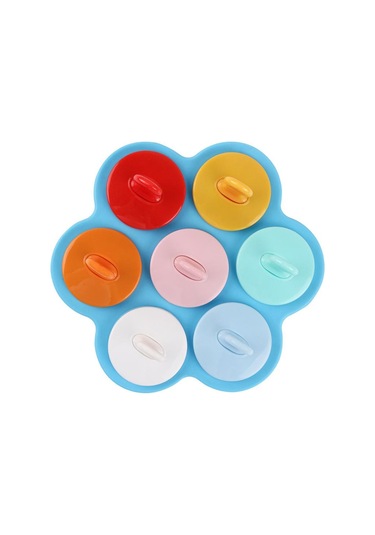 7 Renkli Yaratıcı Dondurma Kalıbı Kapaklı Dıy Renksiz Kokusuz Ev Yapımı Dondurma Kalıbı Dondurma Ve Buz Küpü Tepsisi Kalıpları Mavi