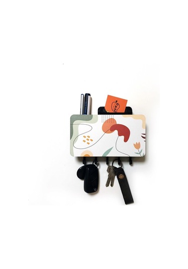 Cajuart Dekoratif Çizgisel Motifli Bölmeli Anahtarlık Duvar Askısı Dekor