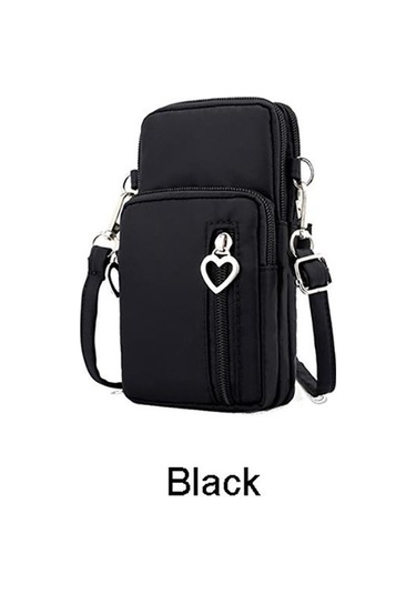 Rahat Küçük Omuz Çantası Kadın Cep Telefonu Cebi Durumda Su Geçirmez Naylon Spor Kol Paketi Mini Messenger Çanta Crossbody Çanta Siyah