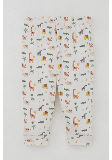 Breeze Erkek Bebek Pijama Takımı Omuzdan Patlı Bebek Hayvanat Bahçesi 4 Ay-1 Yaş, Ekru Ekru