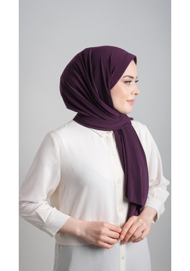 Mürdüm Pratik Hazır Geçmeli Eşarp Sandy Kumaş Sade 1817_07 Mürdüm