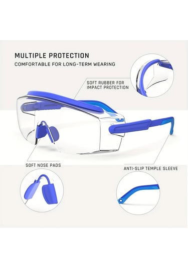 Elmpaly Pembe Anti Fog Güvenlik Gözlüğü Ayarlanabilir Çerçeve Çizilmeye Dayanıklı Lens İş Spor