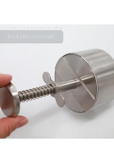 Yaylı Düğmeli Ayarlanabilir Burger Presi Hamburger Köfte Makinesi, Paslanmaz Çelik Yapışmaz Dolgulu Hamburger Presi Makinesi 10 Cm