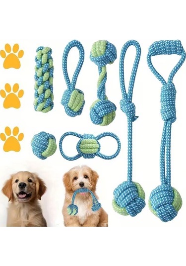 Valkyrie 7 Parça Köpek Halat Oyuncak Seti Isırma Çekiştirme Eğitim Toplu İp Oyuncağı