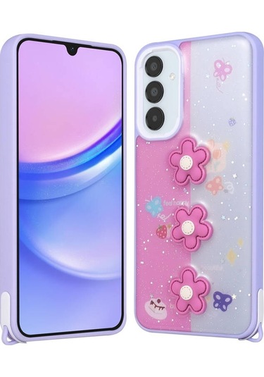 Galaxy Uyumlu S23 Fe Kılıf Parlayan Simli Kabartma Figürlü Cevze Kapak