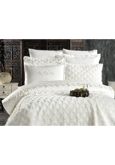 Çapa Ev 3 Parça Harem Yatak Örtüsü Krem