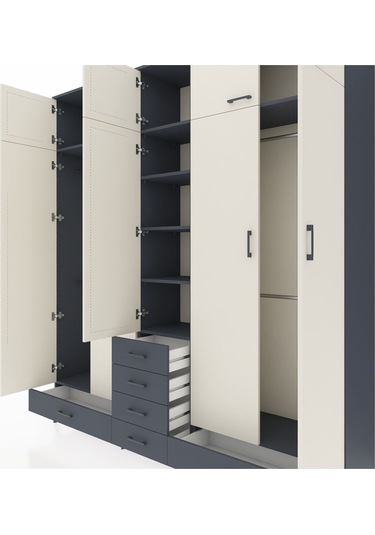 Hyperion Dolap 6 Raflı 6 Çekmeceli 4 Askılı 220x44x243 Antrasit-aytaşı/antrasit Aytası/antrasıt Hyperion Dolap 6 Raflı 6 Çekmeceli 4 Askılı 220x44x243 Antrasit-aytaşı/antrasit Aytası/antrasıt