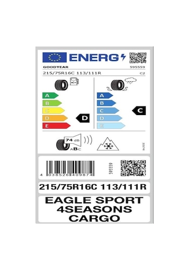 Goodyear 215/75R16C 113/111R Eagle Sport 4seasons Cargo Dört Mevsim Lastiği 2025