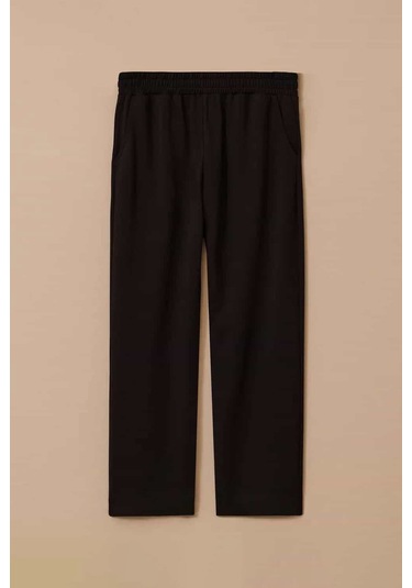 Kadın Büyük Beden Elastik Bel Bilek Boy Pantolon - Siyah 4358748