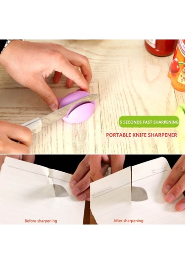 2 Adet Çok Fonksiyonlu Karikatür Tasarım Bıçak Bileyici Pembe