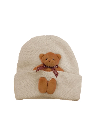 Bebek Çocuk Şapkası Aksesuarlı Triko Esnek Bere 001