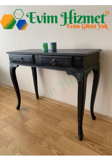 100 Cm Çekmeceli Siyah Eskitme Dresuar & Makyaj Masası Siyah