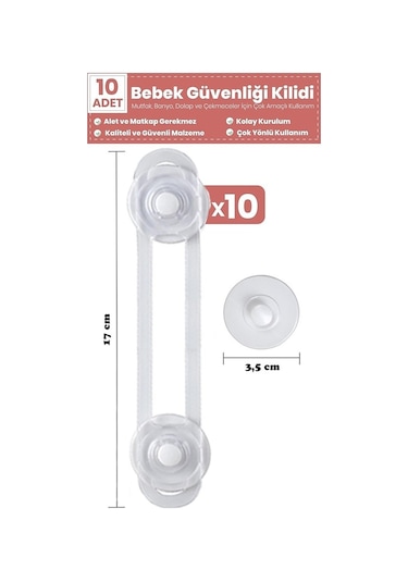 10 Adet Çocuk Çekmece Kilidi ve Dolap Kilidi Bebek Güvenlik Kilit Çok Renkli