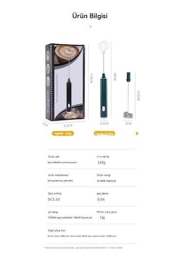 Eternal Luck Akülü Elektrikli Yumurta Çırpıcı Koyu Yeşil