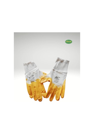 Aky Standart Nitril 10 Numara Xl 2121 Sarı Eldiven İnşaat İş Eldiveni 5 Adet Sarı