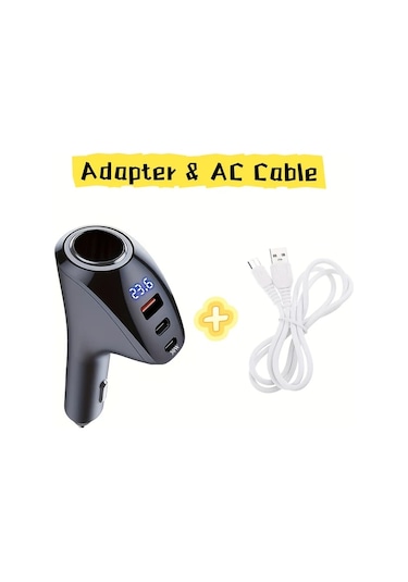 Chuangyinshop 1 Pc Adapter & A To C Kablolu 170w Max 4 Portlu Usb C Araç Şarj Cihazı 12v/24v Dual Pd Hızlı Şarj İphone İpad Galaxy İçin