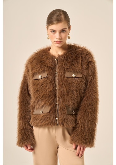 Ftz Women Kadın Peluş Mont Kahve 31241 Kahverengi