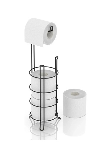 Banyo Tuvalet Kağıdı Askısı Yedekli Ayaklı Siyah Mg093 Siyah