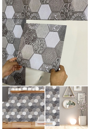 Technosmart 3d Kendinden Yapışkanlı 30x30cm Duvar Kağıdı Kaplama Su Geçirmez Dekorasyon Mutfak Banyo
