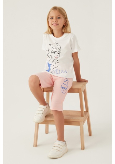 Frozen Gril Krem Kız Çocuk Kapri Takım 5274-42771 Krem