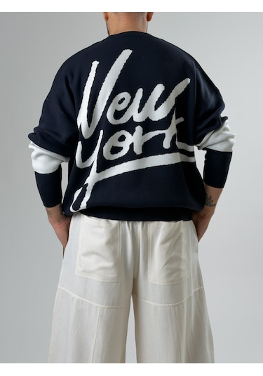 Cocopelli Oversize New York Erkek Lacivert Triko Coc2597 Lacivert