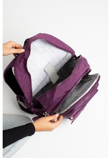 Ultra Hafif Çok Cepli Su Geçirmez Sırt Çantası Mor Model:571-2a - Mor