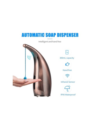 Pazly 300 Ml Otomatik Fotoselli Sabunluk Kızılötesi El Sensörlü, Koyu Kahverengi Diğer