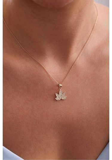 Taşlı Lotus Çiçeği Kolye Ucu