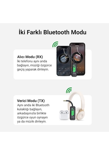 Veggieg Aux Bluetooth 5.4 Transmitter & Receiver Kablosuz Ses Adaptörü