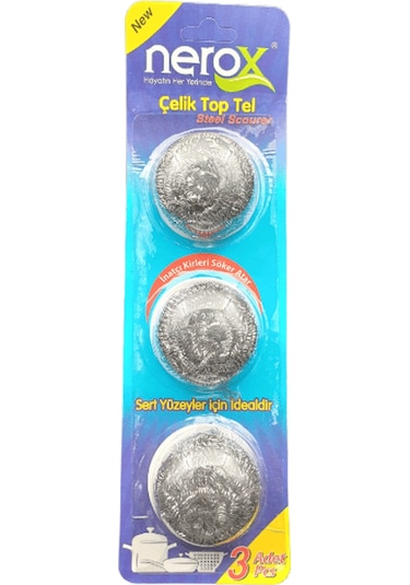 Nerox Çelik Top Tel Ovma Teli 3 Lü Blister Royaleks-nrx-f3003