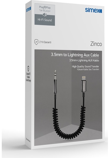 Simex 77 Plus SA-01 Zinco Kumaş Spiralli AUX Kablosu