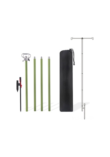 Dofolink Yeşil Çadır Feneri Direği - Alüminyum Ve Demir, 65.5-186 Cm Genişletilebilir, Feneri Güvenli Bir Şekilde Asma, Çevre Paketiyle